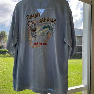 Tommy Bahama l embroidered silk camp shirt